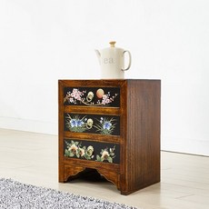 이화그림3단 이조공예 고가구 원목가구 수납장 서랍장, 단품