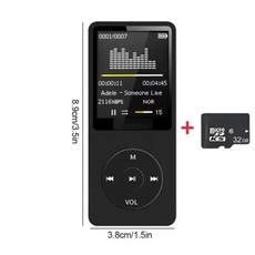 MP3플레이어 블루투스 음악 USB 충전 레코드 디지털 디스플레이 화면 미디어 무손실 휴대용 포켓 스포츠 달리기 걷기, 2) 32G Card - usb미디어플레이어