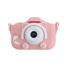 도파밍 어린이 키즈 미니 디지털 카메라 케이스 스트랩 목걸이 포함, 핑크캣