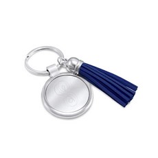 NameNecklaceBoutique 맞춤형 모노그램 키 체인 스테인리스 스틸 블루 태슬-The Letter S