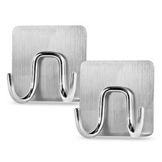 벽걸이 수건걸이 접착식 훅 3M 스테인리스 훅, Stainless Steel, 2개