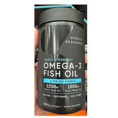 스포츠리서치 트리플 스트렝스 오메가-3 피쉬오일 1250mg 150 sg Sports Research Triple Strength Omega-3 Fish Oil 1250, 150정, 1개