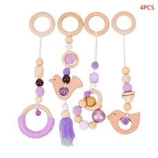 아기 놀이 체육관 프레임 나무 너도밤나무 활동 유모차 걸이식 펜던트 장난감 Teether 링 간호 딸랑이 방 장식, [21] A-21, 1개
