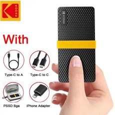 외장CD롬 플레이어 시디롬 2024 KODAK 외장 SSD 256GB 512GB 1TB 2TB 하드 드라이브 HD Externo USB 3.1 C타입 휴대용 노트북 스마트폰 TV, C to A-C to c-iP-Bag, 1개