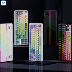 [cy] X-LSWAB T87 무선 기계식 게이밍 키보드 전키핫스왑DIY RGB 87%배열 3모드 4500mah/9000mah gasket구조 시즌신상, T87도월화이트(4500mah), 리명레드축(50+-10gf)