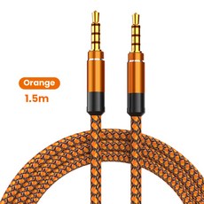 1.5M 잭 3.5mm 오디오 케이블 나일론 브레이드 자동차 AUX 헤드폰 확장 코드 휴대폰 MP3 헤드셋 스피커, [05] Orange, [01] 1.5m, 06 Orange_01 1.5m