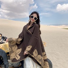 티베트 망토 어깨숄 가디건 초원 후드 판초 여행 몽골