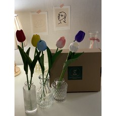 망고튤립 감성 조화 1송이 꽃다발 / 6color 무지개 꽃 장식 인테리어소품 꽃다발 셀프웨딩 부케, 퍼플