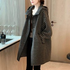 여성 박시핏 체크무늬 후드집업자켓