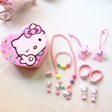 (꼬꼬마하우스) 머리핀.머리끈.귀걸이.목걸이.팔찌.반지 세트+보석함