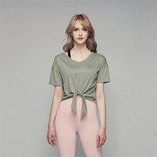 데비웨어 여성 요가복 DEVI T0033 샌드 필라테스 티셔츠 커버업 앞 묶음티