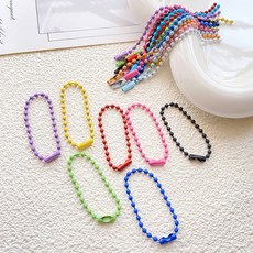 컬러 군번줄 볼체인 줄구슬 키링 랜덤발송 12cm, 100개, 혼합색상