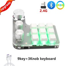 매크로키보드 단축키 한손 키보드 RGB 사용자 정의 매크로 블루투스 24G 수신기 USB 3 모드 프로그래밍 게임 포토샵 Hotswap 기계식 바로 가기 키패드, 없음, 없음, 9324G White+Red Switch