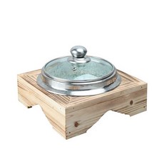 돌솥 비빔밥 업소용 알밥 1인 뚝배기 가마메시 미니솥, 20x9.7cm(대나무 스탠드 포함), 1개