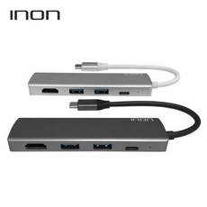 (아이논 USB C타입 to 3.0 4포트 with HDMI 허브 (IN-UH110C 그레이 허브/그레이/아이논/타입/포트, 그레이(GY)