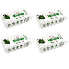 Best Pet Supplies WW-AV-400 Aloe Vera Deodorizing Pet Gro 최고의 애완동물 용품 WW-AV-400 알로에 베라 탈취 애완동물 미용 물티, 4 x 100 Pack, 1개, 2.99kg
