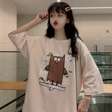 여성 빅사이즈 오버핏 루즈핏 박스 티셔츠 귀여움