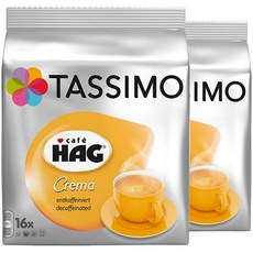 Tassimo 카페 HAG 크레마 카페인 레인 포레스트 얼라이언스 인증 2 2 × 16 T- 디스크 팩, 상세설명참조, 선택