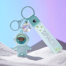 만화 자동차 장식 여사led 우주비행사 열쇠고리, green, 1개
