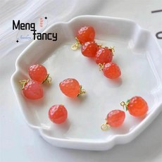옥 펜던트 목걸이 행운 팬던트 천연 크리스탈 작은 소스 소금 심플하고 펜던트 선물 흐름 마노 딸기 물방울 홀리데이 패션 우아함 쥬얼리 파인