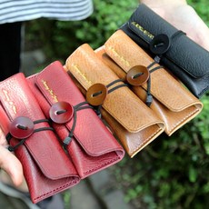 다비드뉴욕 수제 인감 법인 도장집 - 가죽공방 천연 소가죽 도장케이스 도장지갑 이니셜 각인 13color, 1개, 푸에블로 핑크