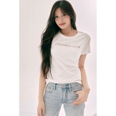 케빈클라인 진 CALVIN KLEIN JEANS 이서 2color 여 슬림핏 인스티튜셔널 로고 반팔 티셔츠 화이트블랙 J223860 184170