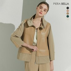 [KT알파쇼핑]피에라벨라 여성 램스킨 레더 블록 재킷 5종 택1