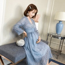 레이스 원피스 2019 여름 여성 v넥 롱 치마