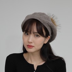 라쿤 양털 뽀그리 베레모 여성 빵모자 방울모자