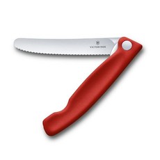 VICTORINOX (빅토리 녹스) 폴딩 파링 나이프 칼 잘 드는 접이식 과도 11cm 블레이드 물결칼 레드 완숙한 과일이나 빵도 으깨지 않고 썰 수 있다 식기세척기 사용 가능 스, 1개