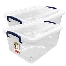 [금호] 리빙 수납박스 40L 바퀴형 투명 플라스틱박스 다용도보관함 수납정리함, 2개