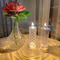 미플래닛 로맨틱 기둥형 감성 촛불 무드등, B.스트라이프