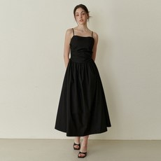 카인더베이비 Pure semi shirring long dress - black