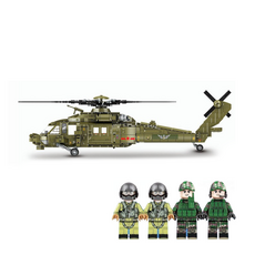 중국레고호환 블럭장난감 밀리터리 특수부대 헬리콥터, 블럭팜 202152 카키