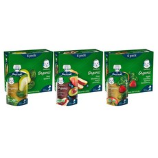 Gerber Purees 2nd Foods 거버 퓨레 3가지맛 각 99g 6팩입 (총 18팩), 상세 참조, 18개