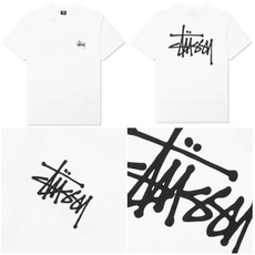 스투시 반팔티 베이직 로고 프린트 반팔티셔츠 1904870 STUSSY 라운드 면 반팔 남자 여자 남녀 공용 커플 트레이닝 스포츠 운동 데일리 반소매 커플티 스투시반팔티