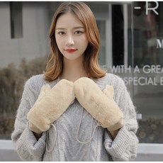 더블엠 여성 오픈형 스트랩 벙어리장갑 퍼 손워머