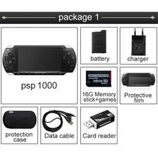 전문 리퍼브 레트로 비디오 게임 콘솔 플레이스테이션용 휴대용 1000 PSP1000 블랙 게임 콘솔 16GB 32GB 64, 05 1, 한개옵션1