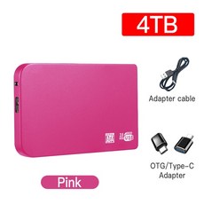 오리지널 고속 SSD 외장 하드 디스크 솔리드 스테이트 USB3.0 인터페이스 노트북 데스크탑 Mac용 전송, 19 Pink 4TB, 한개옵션1