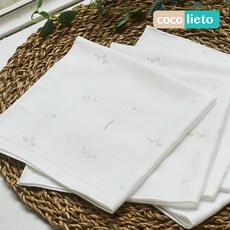 리에또 밤부 엠보 가제 무형광 아기 신생아 손수건, 리브, 10개