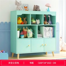 책꽂이 전면 3단 미니 책장 선반 원룸 아이방 수납책장, 스카이 100*24*102cm