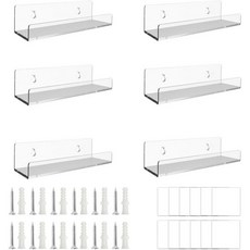 클리어 비닐 레코드 선반 벽걸이 보관함 홀더 6팩 벽용 작은 플로팅 걸이 장식 디스플레이용 아크릴 앨범 매일 LP 리스닝 앤지노롤드 - 비닐레코드선반