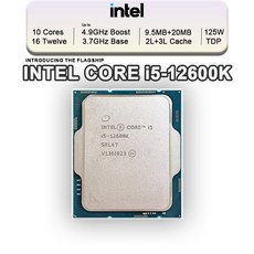 인텔 코어 i512600K i5 12600K 3.4 GHz 10 16 스레드 L3 20M 125W 지원 DDR4 DDR5 데스크탑 CPU 소켓 LGA 1700, 한개옵션0 - i512600k