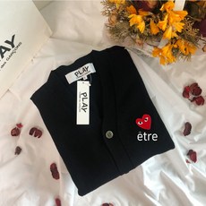 꼼데가르송 가디건 남성용 레드와펜 플레이 울 카디건