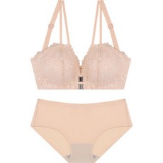 [뽕브라마켓] 3cm 스트랩리스 1초볼륨 앞후크브라set 레이스 오프숄더 브라팬티세트