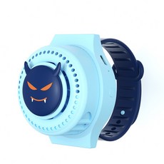 ANKRIC 날개 없는 시계 선풍기 USB 충전 휴대용 캐릭터 미니 모기퇴치 밴드 선풍기, 푸른 색