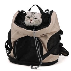 강아지 고양이 포대기 이동장 백팩, 1개, 카키