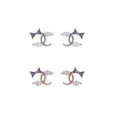 (MBC 손꼭잡고 협찬) (은침) 프레디 리본 귀걸이 [SN:17F3BA#322]+na, [W17F3BA], [Color]▷Rose gold　[#322]