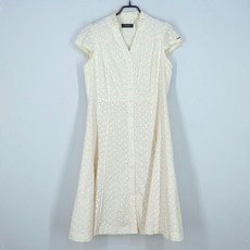 빈티지다온 헤지스 여 플라워자수 미디 반팔원피스 연노랑85