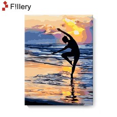 FiIIery 고급 시리즈 DIY캔버스페인팅 명화그리기 그림 유화 세트 30x40 - 유화 2개를 사시면 앞치마를 드립니다, 13-해변 발레